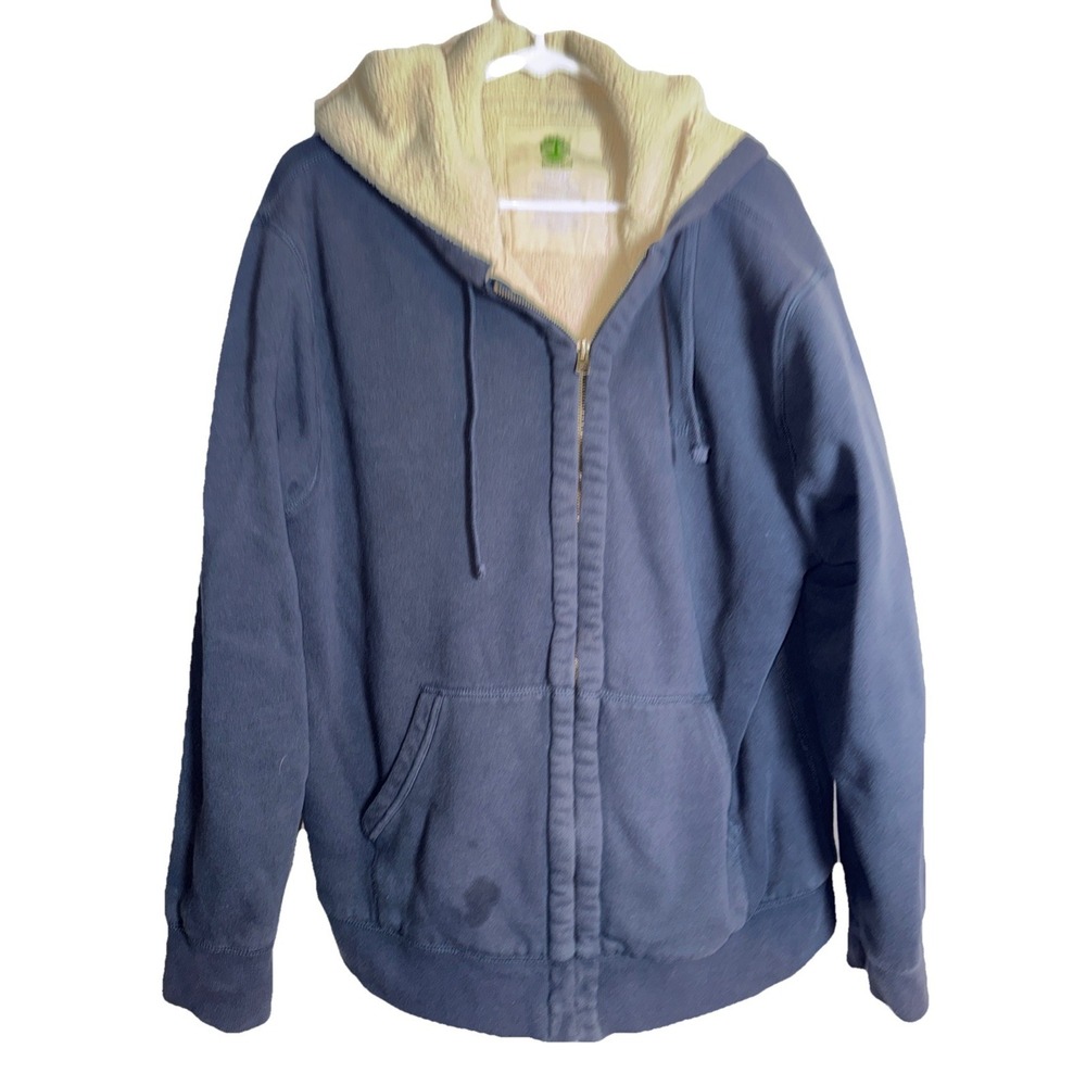 Timberland Men's‎ XL Sherpa Lined Hoodie Jacket Full Zip Navy Blue Warm Fleece